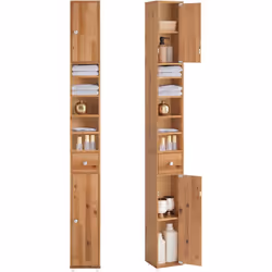 SoBuy Meuble Colonne de Salle de Bain, Couleur du bois, BZR34-SH Une bonne solution pour les petites espace. Avec une emprein ...