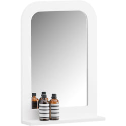 Sobuy - BZR162-W Miroir Mural, Miroir de Salle de Bain avec Étagère Plateau, Suspendu pour Salle de Bain, Chambre, Salon, Couloir, Blanc