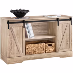 SoBuy FSB60-E Commode de rangement Armoire à Chaussures avec Porte de Grange coulissante . Design de style rustique moderne e ...