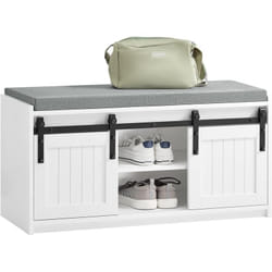 Sobuy - FSR133-K-W Étagère à Chaussures, Meuble à Chaussures, Porte-Chaussures avec 2 Portes, Meuble d'entrée, Coffre Rangement pour Chaussures avec