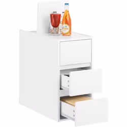 SoBuy FBT144-W Table de Chevet Bout de Canapé avec 3 Tiroirs et 1 Plateau Rabattable Grâce au design contemporain et élégant, ...