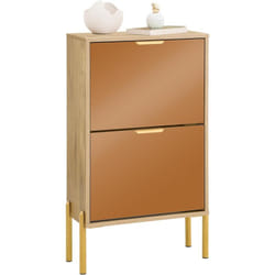 Sobuy - FSR181-G Meuble à Chaussures, Meuble de Rangement à Chaussures avec 2 Abattants, Armoire à Chaussures, Commode à Chaussures, Meuble d'Entrée,