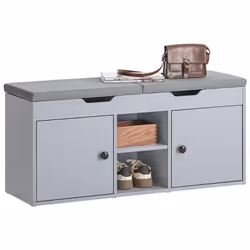 SoBuy FSR96-DG Meuble de Rangement à Chaussures avec 2 Assises Coussins, 2 Etagères et 2 Portes Design modern et élégant. Ce ...