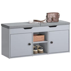 Sobuy - FSR96-DG Banc à Chaussures Meuble Entrée Commode avec Coussin Rembourré 2 Places, 2 Etagères et 2 Portes – 100 x 34 x 47 cm