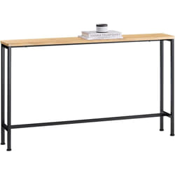 FSB19-L-E Table Console Table d'appoint Bout de canapé Table d'entrée Cadre et 4 Pieds en Fer - L120cm x P20cm x H81cm, Nature et Noir - Sobuy