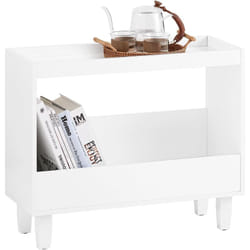 Sobuy - FBT147-W Bout de Canapé Table de Chevet Table de Nuit Table d'Appoint avec 2 Étagères pour Salon, Chambre ou Bureau, L60 x P25 x H50 cm, Blanc