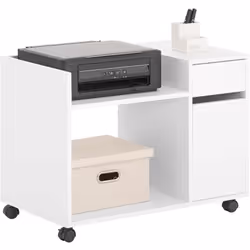 SoBuy ASK02-W Caisson de Bureau Support Imprimante Roulant Organiseur Bureau Mobile Design contemporain et chic. Avec 2 compa ...