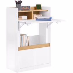 SoBuy FWT109-WN Bureau Pliant, Table d'Ordinateur Rabattable Bureau Multifonctionnel Cette table armoire est la solution parf ...
