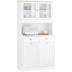 Sobuy - Buffet de Cuisine, Meuble de Rangement, Armoire de Cuisine Multi-rangements, Buffet de Salle à Manger avec 3 Portes, 2 Tiroirs, 92 x 40 x 180