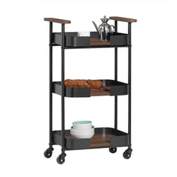 SoBuy Chariot de Service à roulettes SVW23-SCH Desserte de Cuisine Roulante Étagère de Cuisine Meuble de Rangement à 3 Niveaux