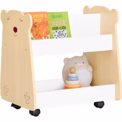 SoBuy KMB103-WN Étagère à Livres pour Enfant Bibliothèque à Roulettes Cette bibliothèque en forme d'ours n'est pas seulement  ...