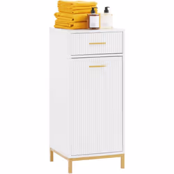 SoBuy Meuble Bas de Salle de Bain avec 1 Tiroir et 1 Panier à Linge Amovible, BZR180-W Avec sa dimension compacte, ce meuble ...