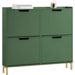 Sobuy - FSR100-SY Meuble Chaussure, Rangement Chaussure, Meuble d'Entrée, Armoire à Chaussures, Meuble de Rangement, Commode à 4 Abattants, Coffre