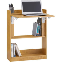 Sobuy - Bureau Pliant, Table d'Ordinateur Rabattable Bureau Multifonctionnel avec Etagères de Rangement, Table de Travail, Table pour Bureau à