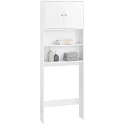 Sobuy - BZR165-W Meuble wc Meuble Toilette Meuble de Rangement wc Meuble wc au-Dessus de Toilettes avec Dispositif Anti-Basculement, 2 Portes et 2
