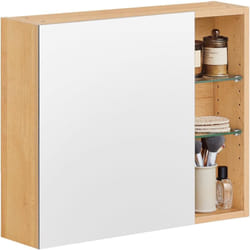 Sobuy - BZR173-N Armoire Murale avec Miroir, Placard de Rangement, Meuble de Rangement Suspendu avec Miroir Salle de Bain, Meuble Haut avec 1 Porte,