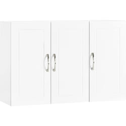 Sobuy - FRG231-L-W Armoire Murale de Salle de Bain, Placard de Rangement, Meuble de Rangement Suspendu, Meuble Haut avec 3 Portes, 90x30x60 cm, Blanc