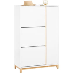Sobuy - Meuble à Chaussures, Meuble de Rangement à Chaussures avec 3 Abattants et 1 Porte, Armoire à Chaussures, Commode à Chaussures, Meuble