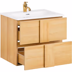 SoBuy BZR172-N Meuble Suspendu salle de bain avec Lavabo, 2 tiroirs Optimisez votre Salle de Bain avec Élégance ! Transformez ...