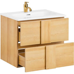 Sobuy - BZR172-N Meuble sous Lavabo avec deux tiroirs Meuble de rangement pour salle de bain Meuble de salle de bain Meuble avec lavabo en céramique,