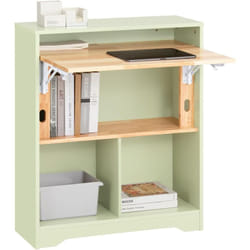 Sobuy - FWT104-GR Bureau Pliant, Table d'Ordinateur Rabattable, Table de Bureau, Petite Bureau avec Etagères de Rangement, Table de Travail, Table