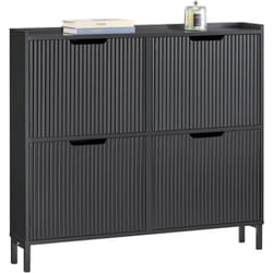Sobuy - FSR177-L-SCH Meuble à Chaussures Armoire à Chaussures Meuble Rangement Chaussures 4 Portes abattantes, Meuble d'Entrée Coffre Rangement pour