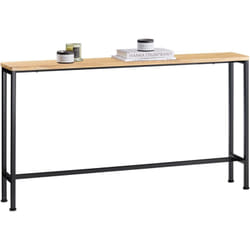 FSB19-E Table Console, Table d'appoint, Bout de canapé, Table d'entrée pour Salon, Chambre, Cadre et 4 Pieds en Fer - L120xP20x65cm, Nature et Noir