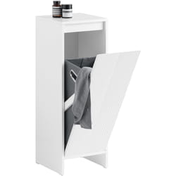 SoBuy BZR154-W Armoire à Linge Meuble Bas de Salle de Bain Corbeille à Linge Meuble de Rangement avec 1 Panier à Linge Amovible, Blanc, 30x30x87cm