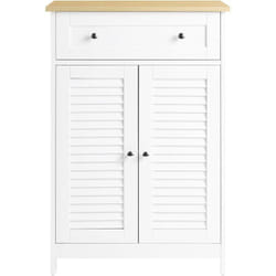Sobuy - FRG238-WN Meuble Bas de Salle de Bain, Commode pour Salle de Bain, Placard de Rangement avec étagère réglable, 1 Tiroir et 2 Portes, Blanc,