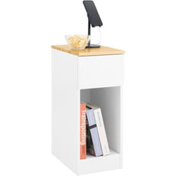 Sobuy - FBT111-II-WN Table de Chevet Table de Nuit Bout de Canapé Table d'Appoint Table Basse avec Tiroir et Espace de Rangement Caché pour Salon,