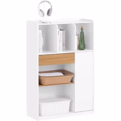 SoBuy STR11-WN Bibliothèque avec Tiroirs, 72x30x110 cm Cette table armoire est la solution parfaite pour tous ceux qui dispos ...