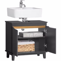 SoBuy Meuble Sous-Lavabo avec 2 Portes, BZR113-DG Ce meuble offre un espace de stockage supplémentaire et embellit votre sall ...