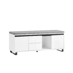 SoBuy FSR176-W Banc de Rangement, Banc à Chaussures, avec 1 Coussin Rembourré, 2 Tiroirs et 2 Portes pour Entrée