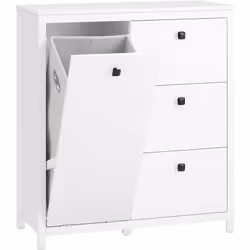 SoBuy BZR97-W Meuble Bas de Salle de Bain Armoire à Linge avec Sac à Linge L'armoire 2 en 1 est la solution parfaite pour n'i ...
