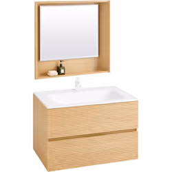 SoBuy BZR198-N Ensemble de Lavabo avec miroir Parfait pour créer une ambiance zen et accueillante dans votre salle de bain ! ...