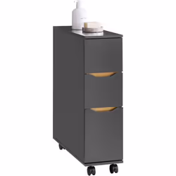 SoBuy BZR191-DG Meuble de Rangement Salle de Bain Étroit sur Roulettes La combinaison du gris et du doré crée un contraste sa ...