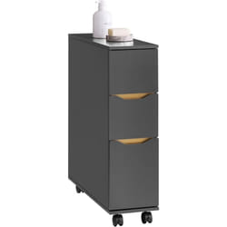 Sobuy - Meuble de Rangement Salle de Bain Étroit sur Roulettes, Support Papier Toilette avec Roulettes, Armoire Toilettes wc Compact, 3 Tiroirs,