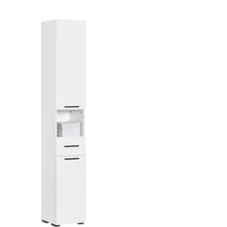 Sobuy - BZR166-W Meuble Colonne Salle de Bain, Armoire de Rangement Placard de Rangement Étroite, 1 Compartiment Ouvert, 1 Tiroir, 2 Portes et 2