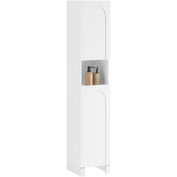 Sobuy - BZR163-W Meuble Colonne, Armoire Haute de Salle de Bain, Meuble de Rangement Étroit avec 2 Portes Étagères Réglables, Compartiments, 30 x 30