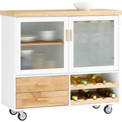 Sobuy - Chariot de Cuisine avec Porte-Verres et Range-Bouteilles Meuble de Cuisine Îlot de Cuisine pour Une Mobilité Facile Buffet pour Cuisine et