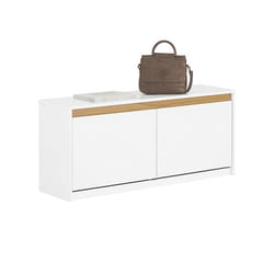 Meuble à Chaussures 2 Abattants FSR171-W SoBuy - avec Un Compartiment Supérieur - 104x30x47 cm - Blanc
