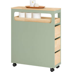 Sobuy - BZR54-GR Meuble de Rangement Salle de Bain Étroit sur roulettes, Support Papier Toilette, Armoire Toilettes wc Compact, Rangement Polyvalente