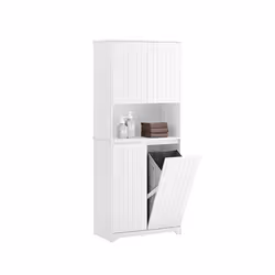 Meuble Haut Salle de Bain BZR150-W SoBuy Armoire Haute avec Étagères Réglables - 70x37x170 cm - Blanc