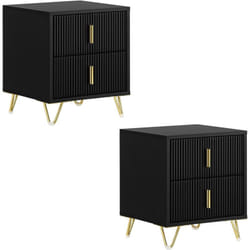 Sobuy - FBT115-SCHx2 Set de 2 Tables de Chevet avec 2 Tiroirs Tables de Nuit Bout de Canapé Tables d'appoint pour Salon, Chambre, Bureau, Noir,