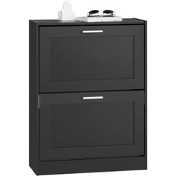 FSR137-SCH Meuble à Chaussures Armoire à Chaussures Commode à Chaussures Meuble d'entrée, Meuble de Rangement à Chaussures avec 2 Abattants pour
