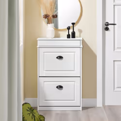 SoBuy Meuble à Chaussures 2 Abattants avec Tiroir – Rangement Entrée Compact – 8 Paires – Effet Bois Vieilli Blanc – FSR78-WG ...