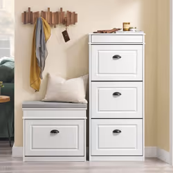 SoBuy Meuble à Chaussures avec 3 Abattants et Tiroir – Rangement Compact pour Entrée – Effet Bois Vieilli Blanc – FSR94-WG Or ...