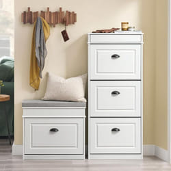 Sobuy - Meuble Chaussure Rangement Chaussure 3 Abattants, Armoire à Chaussures Entrée, Meuble à Chaussures Range Chaussures 12 Paires pour Couloir