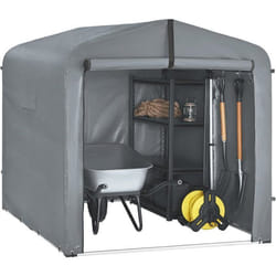 Sobuy Abri De Jardin, Cabane De Jardin Exterieur Imperméable, Abri Moto Avec Des Crochets, Garage Pour Vélo Et Outils, Abri Vélo, Rangement Et Stockage, Gris, 159x219x165 Cm, Kls11-l-dg