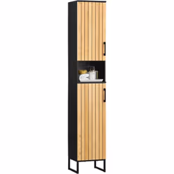 SoBuy BZR201-SCH Meuble Colonne Salle de Bain Noir avec Étagères Réglables Optimisez votre espace avec style et fonctionnalit ...